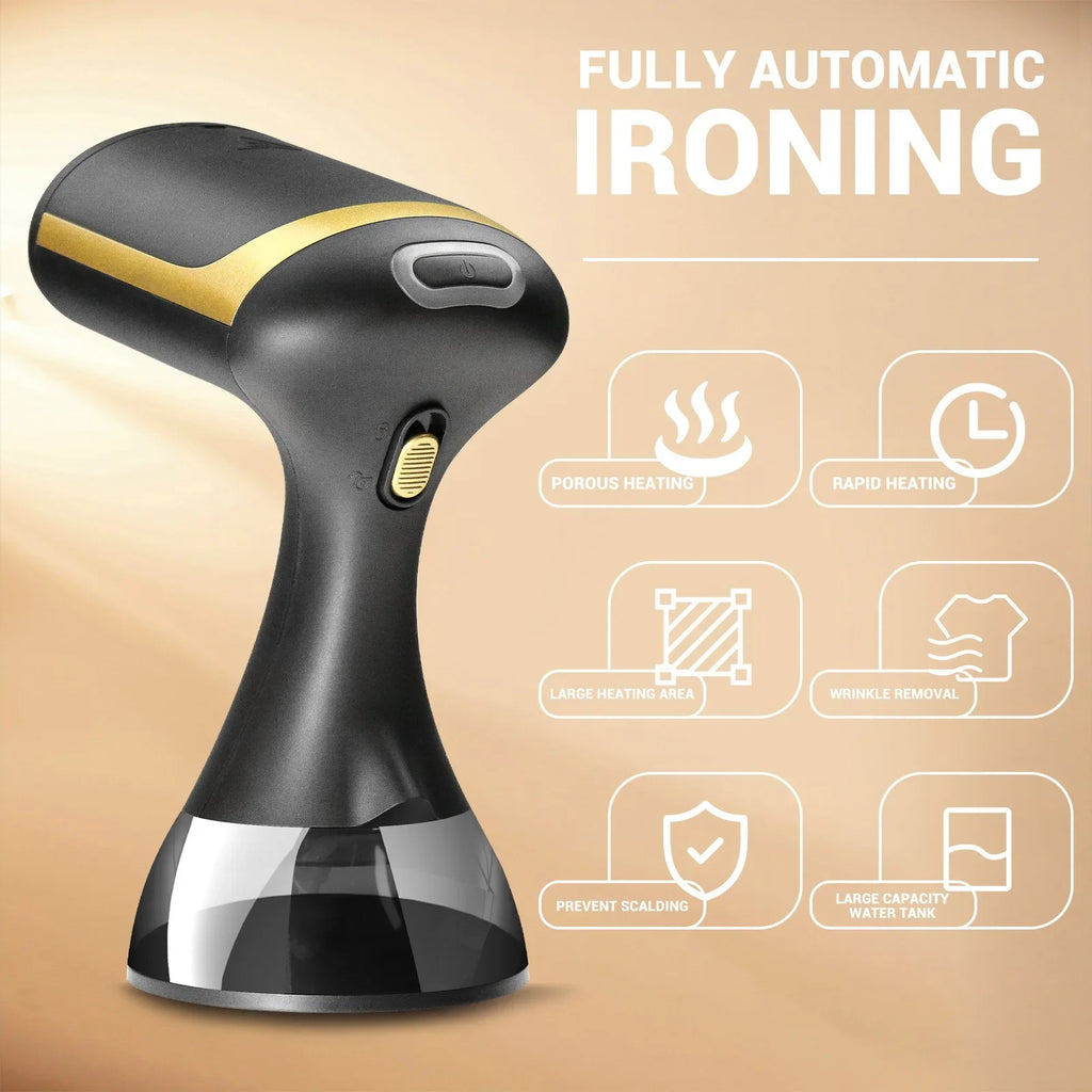 Tidesmit 1500W foldable handheld garment steamer showing compact travel-ready design and ergonomic ironing handle.