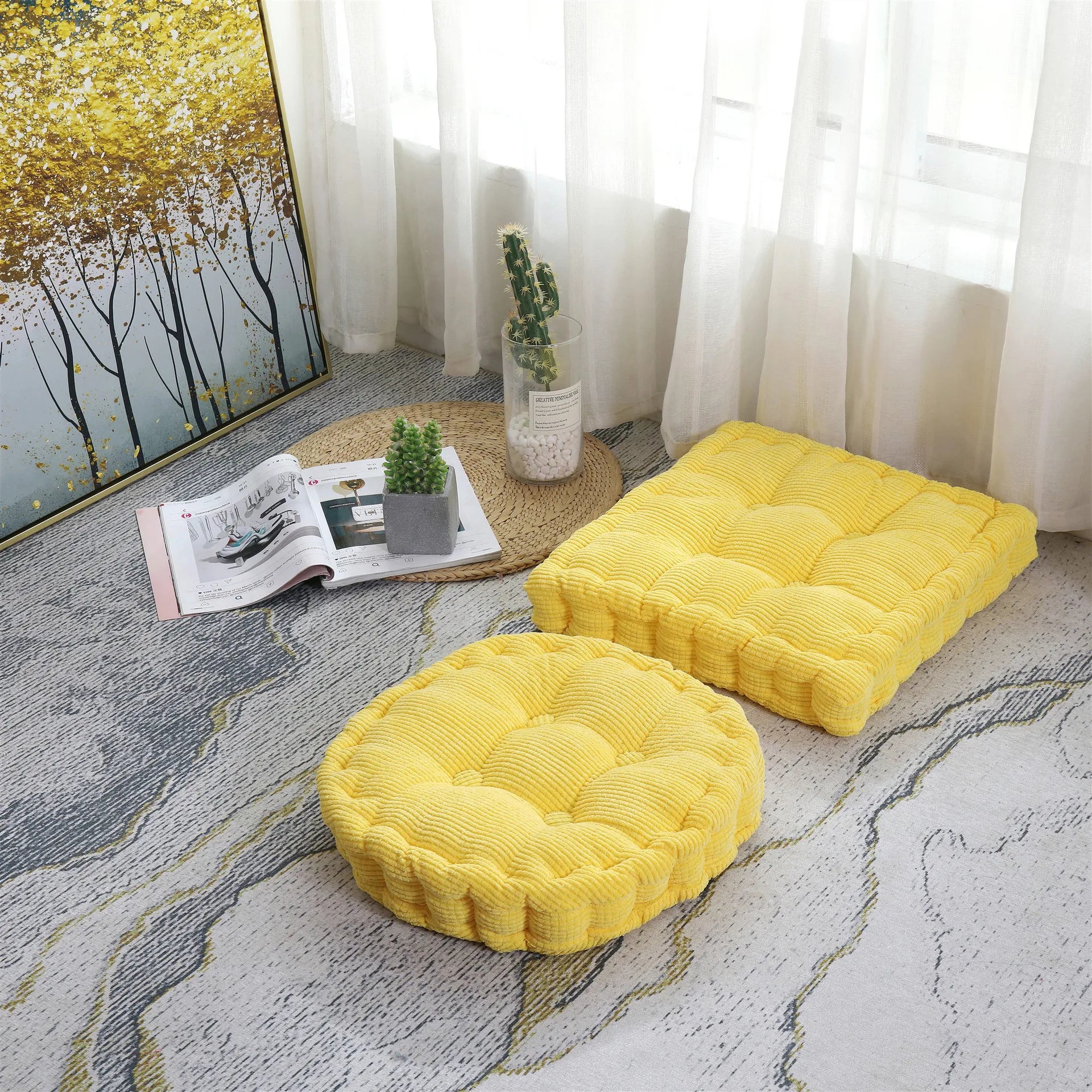 Thicken Square Round Corncob Tatami Seat Office Chair Cushion Sofa for Home Floor Decor Textile Knee Pillow Office Indoor Mat