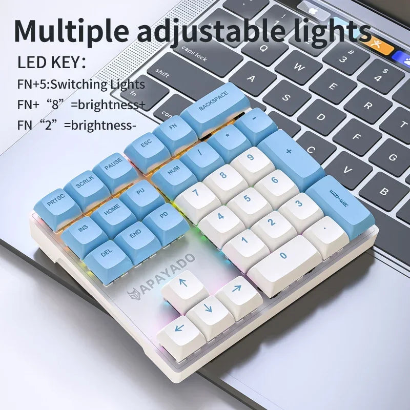 K33 Wired Mechanical Numeric Keypad With Multi-color Lights  Suitable for Finance, Business, 33-Key Laptop Numeric Keyboard