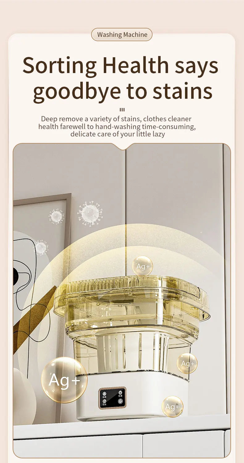 Tidesmit 9L foldable mini washing machine with spin dryer, LCD display, and automatic cycle for underwear and socks