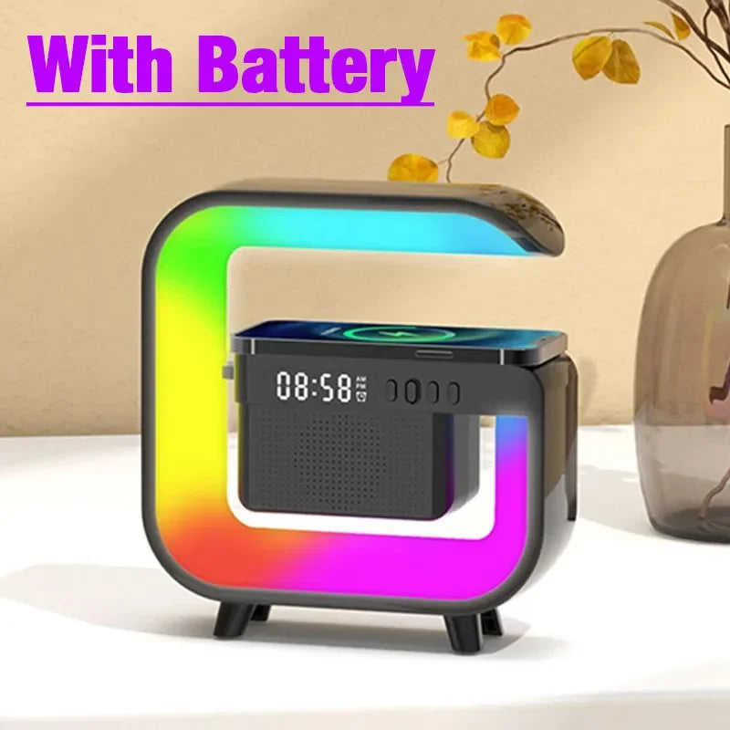 Portable Bluetooth Speaker with RGB Light, Wireless Charging & FM Radio Black With Battery Tidesmit