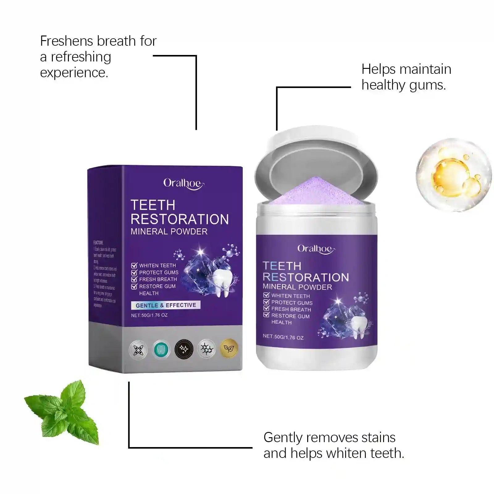 Tidesmit teeth restoration mineral powder for natural enamel remineralization and gentle teeth whitening