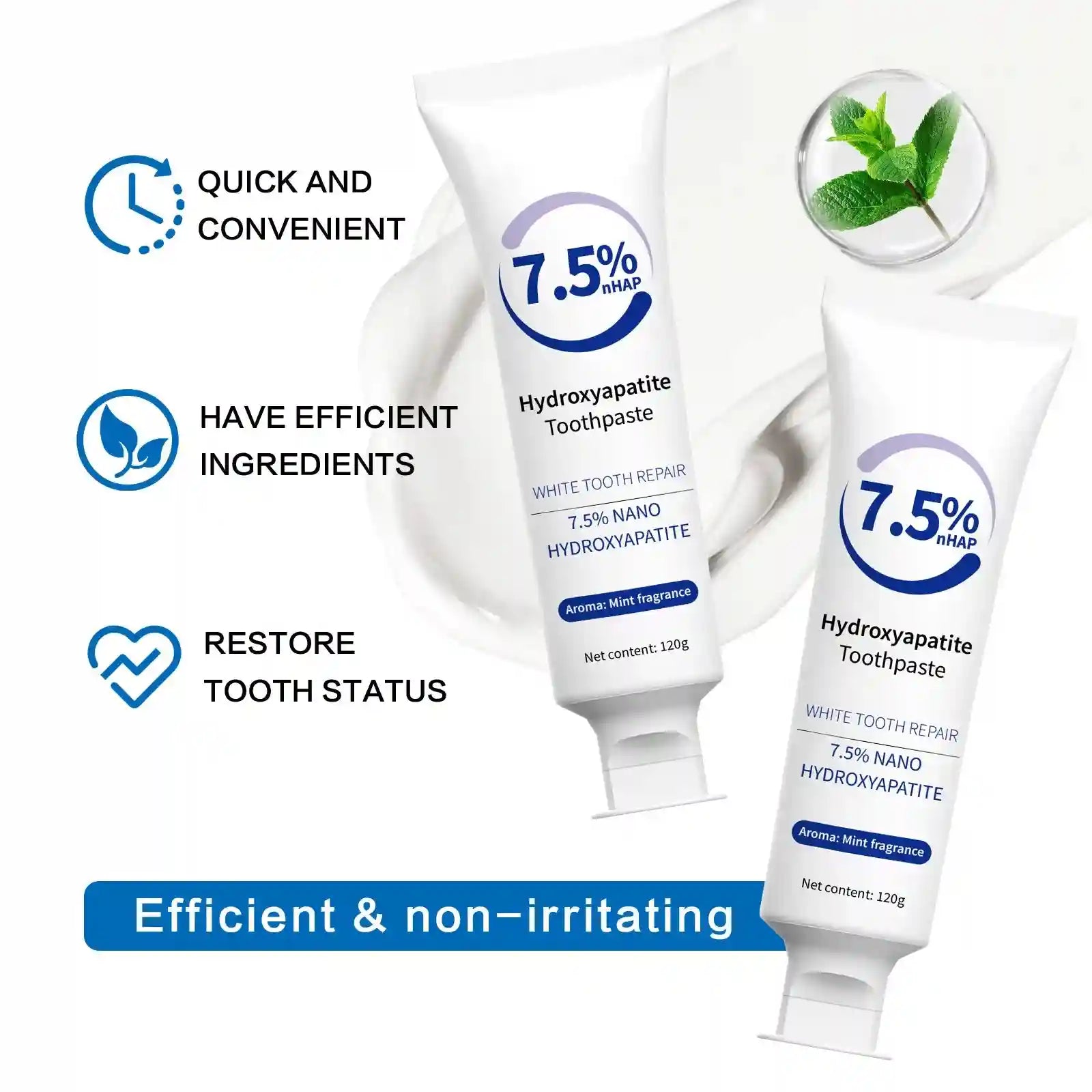 Tidesmit 120g hydroxyapatite toothpaste and whitening pen set for deep stain removal and gentle oral care repair