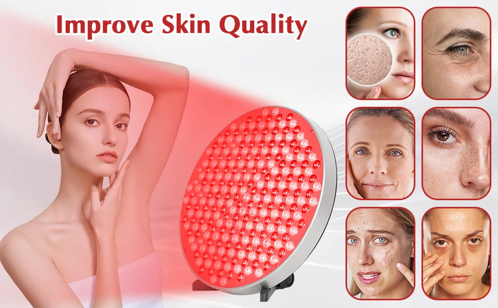 NEW Red Light Therapy Lamp LED Panel (Round)with Stand, 660 &850nm Near Infrared Light Combo,  for Pain Relief Body, Skin Beauty