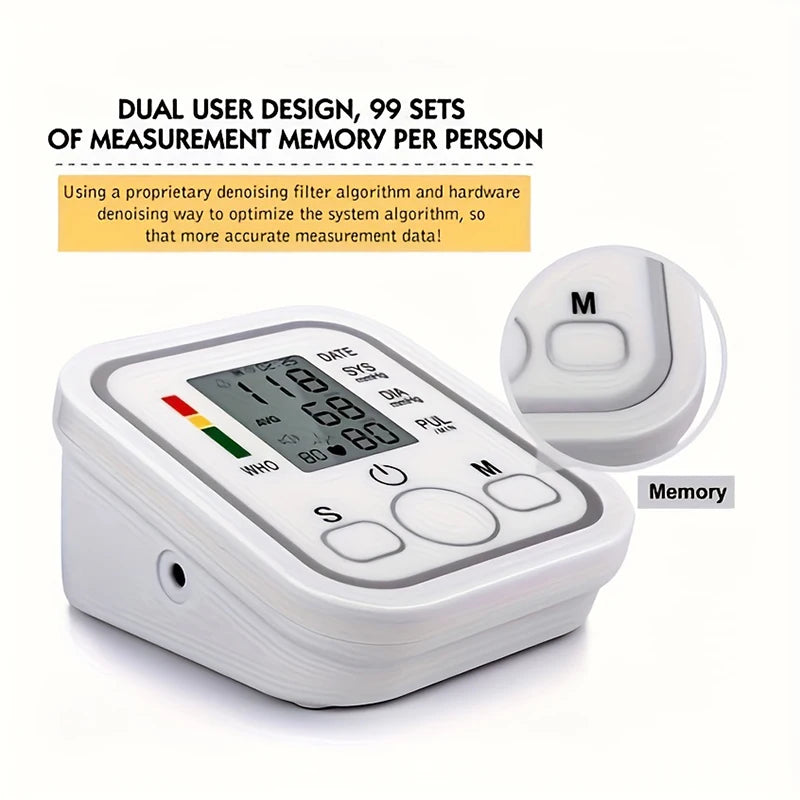 Blood Pressure Machine, Automatic Digital Upper Arm Blood Pressure Monitor with Adjustable Large Cuff