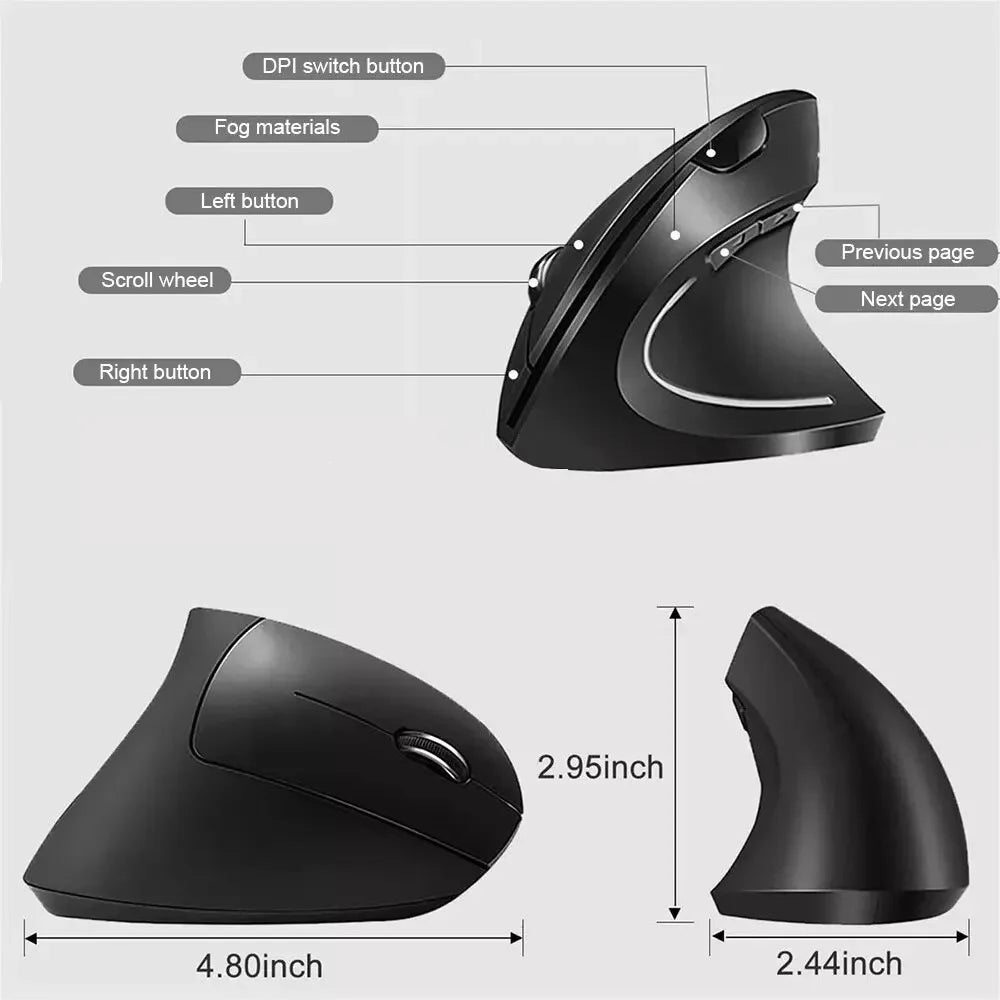 Ergonomic Wireless Dry Battery Mouse 2.4G Right Hand Mouse Distance Transmission Gaming Mouse For Huawei Xiaomi Notebook Macbook