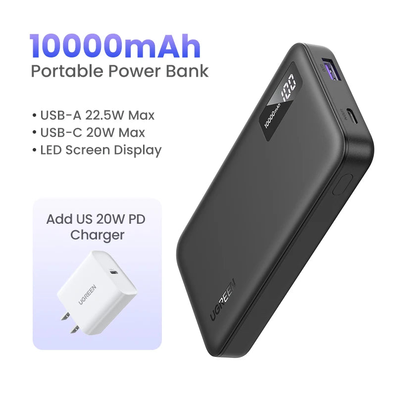 Tidesmit 10000mAh Portable Power Bank, 22.5W USB-C Fast Charging 10000mAh US Charger Tidesmit
