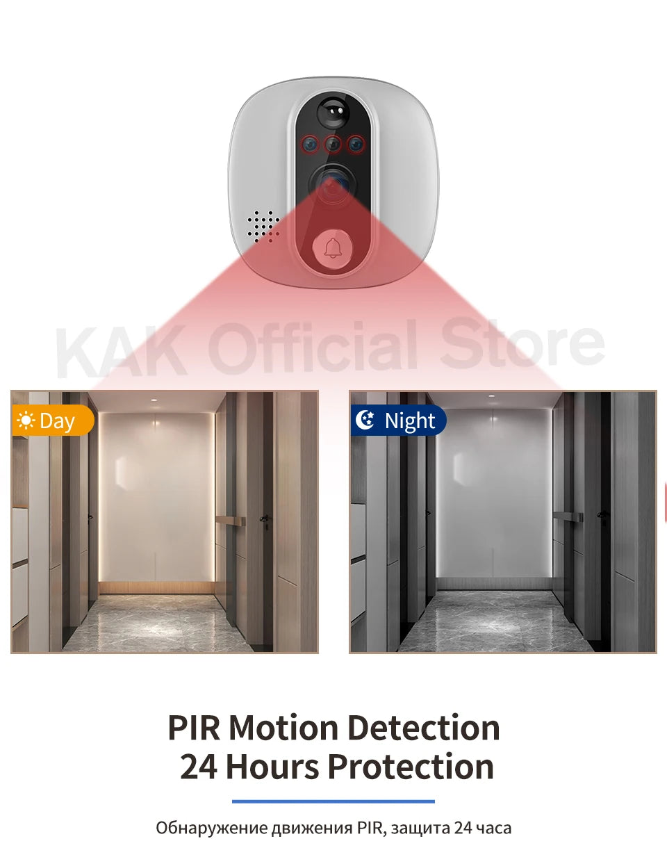 KAK Wifi Smart Door Bell Camera 4.3" Video Door Peephole Door Viewer 170 Degree Motion Detection Tuya APP Alexa Google Assistant