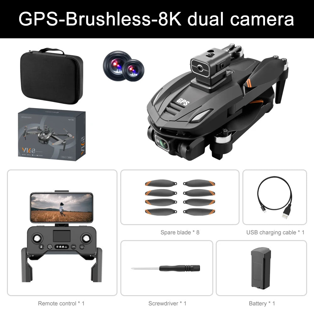 Tidesmit 8K GPS Drone with Camera, Brushless Motor & Foldable Frame V168-GPS-8K Tidesmit