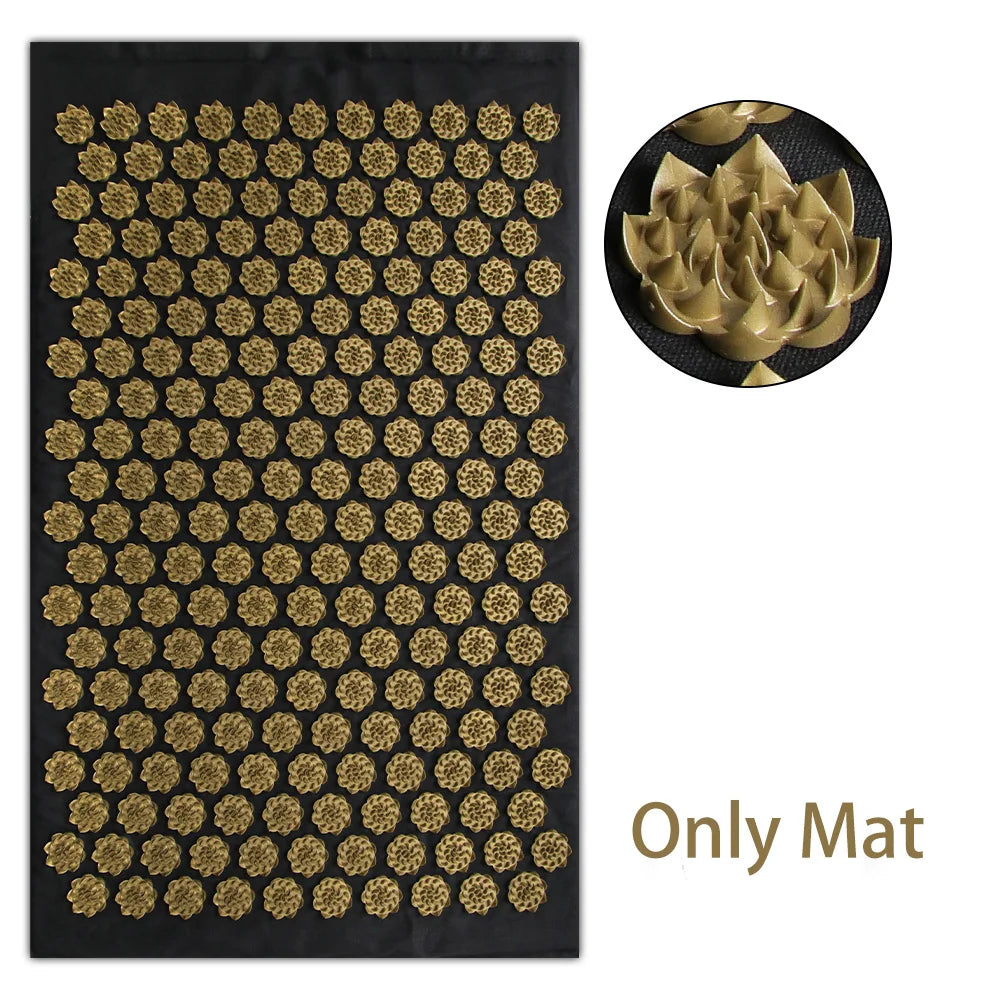 Acupressure Massage Mat for Back Relief – Lotus Spike Cushion Set Back Massage Instrument Mat Gold Tidesmit