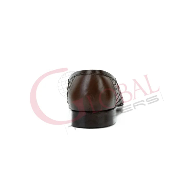 Men Woven Leather Penny Loafers Slip On Dress Shoes Luxury Handmade Formal Business Breathable Designer Fashion Footwear