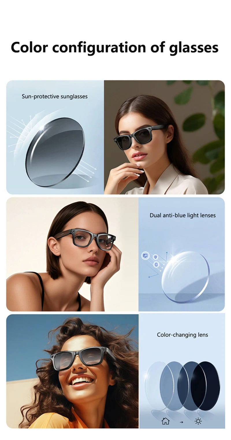 AI Smart Glasses with Camera & Bluetooth Audio - Tidesmit Multi-Lens Tidesmit