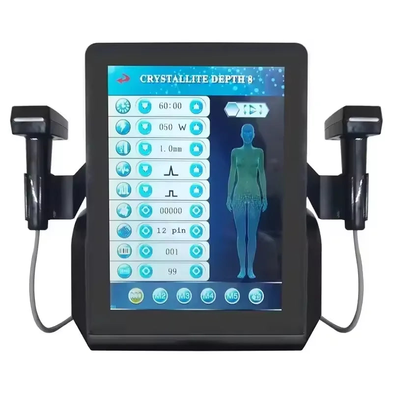 3-in-1 black professional facial beauty machine with vertical touchscreen interface for skin firming and rejuvenation.