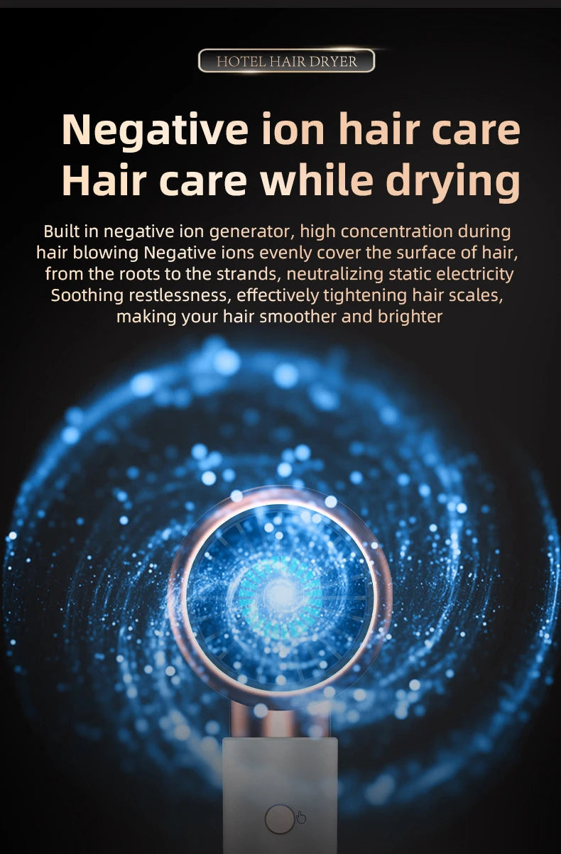 Wall-mounted negative ion hair dryer with sleek rose gold design for fast, smooth professional salon-style drying.