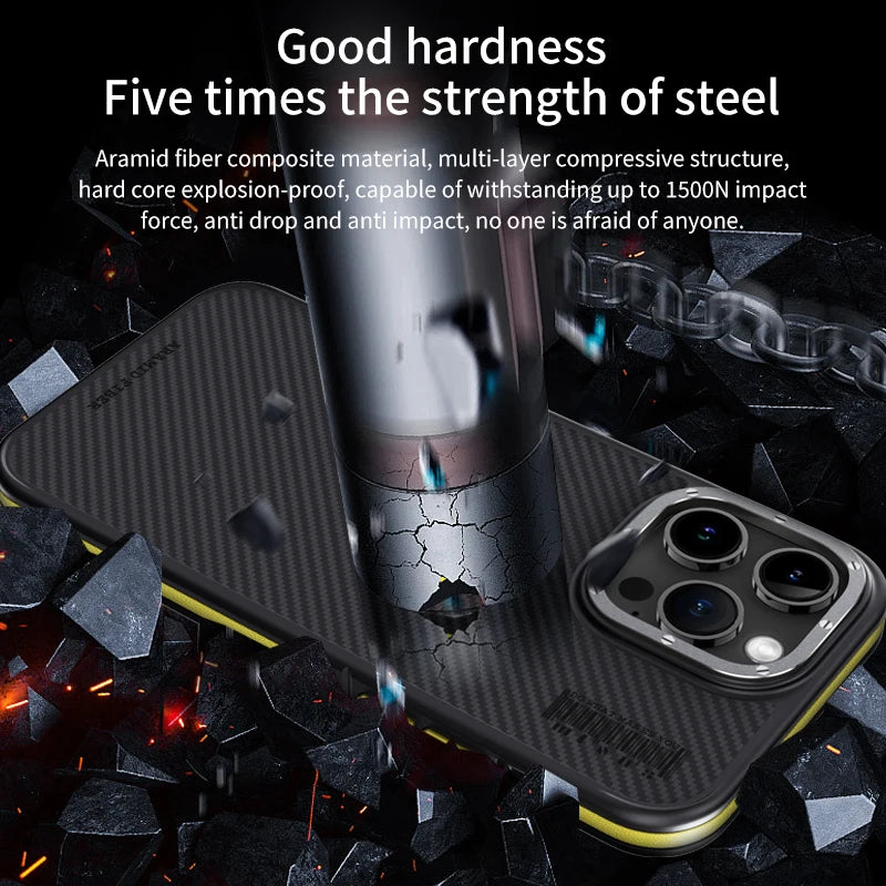 Aramid Fiber Magnetic Case for iPhone 15 Pro - Military-Grade Protection Tidesmit