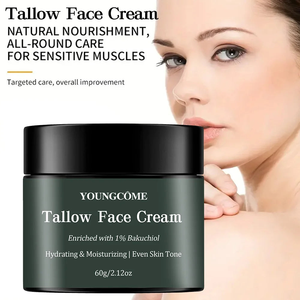  YOUNGCOME Tallow Face Cream Deep Nourish Fade Lines Anti Aging Brighten Improve Dryness Tallow Facial Moisturizing Cream