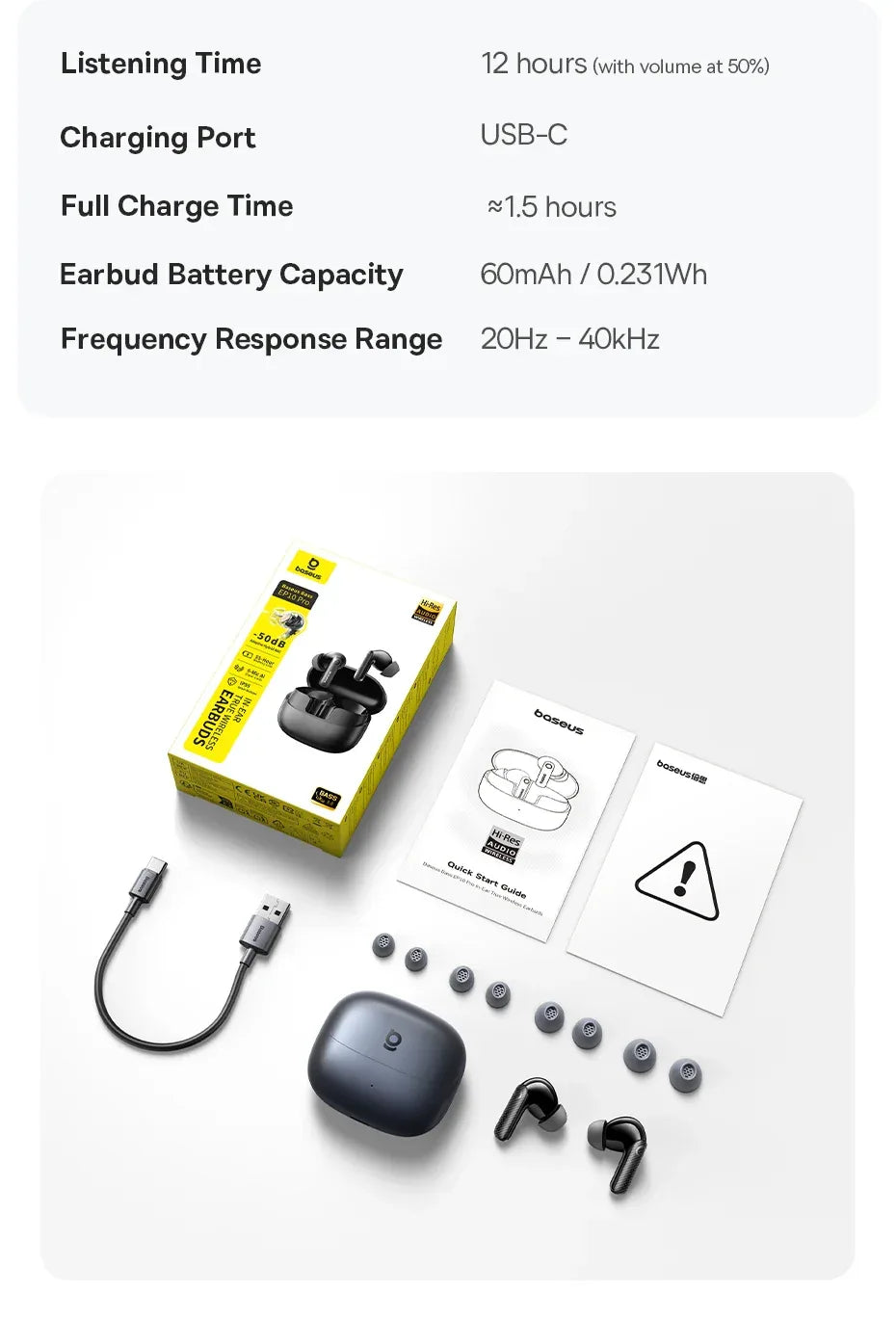 Tidesmit 50dB ANC Wireless Earbuds | Hi-Res Audio Bluetooth TWS Tidesmit