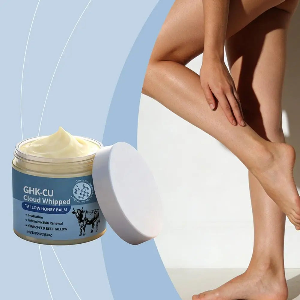 Tallow Honey Balm 100g Grass-Fed Moisturizer Hydration Nourishing Gentle Skin Renewal Cloud Whipped Formula