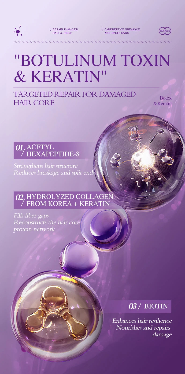 Tidesmit Keratin Hair Mask: 5-second deep repair treatment with Botox, collagen, and biotin for smooth, shiny hair.