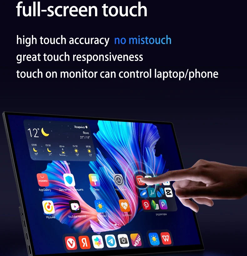 VCHANCE 16 Inch 4K UHD Touch Screen Portable Monitor 100%DCI-P3 HDR Expand Office Movie Display For PC Laptop Phone XBox Switch