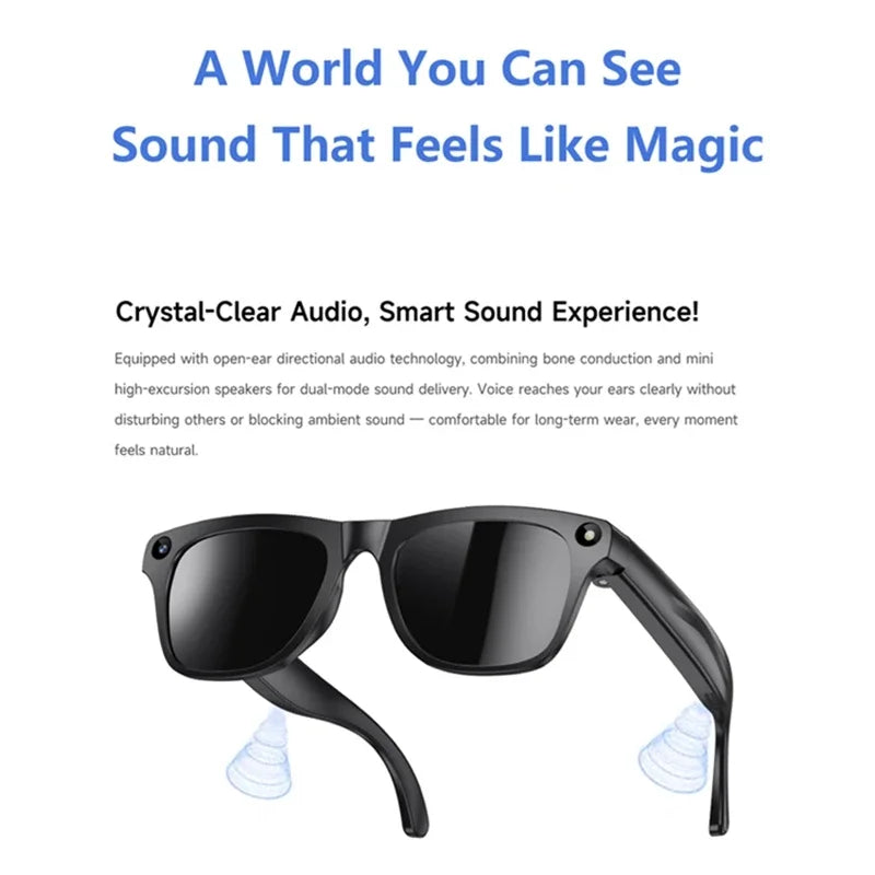 AI Smart Glasses with 100MP Camera & Spatial Audio - Tidesmit Tech Tidesmit
