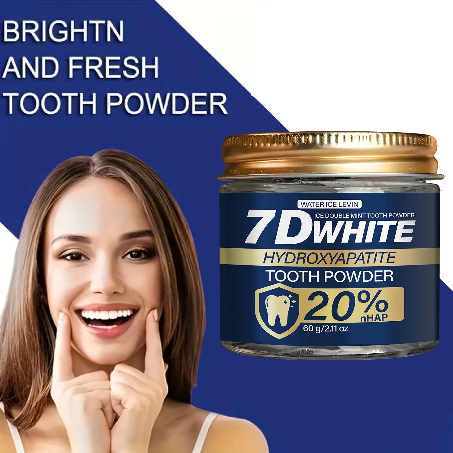 Tidesmit Hydroxyapatite teeth whitening powder with 20% nHAP and activated charcoal for fresh minty breath