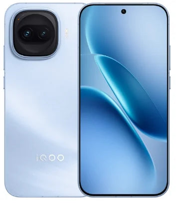 iQOO Z11 Turbo smartphone in light blue, showing front punch-hole display and rear dual-camera module.