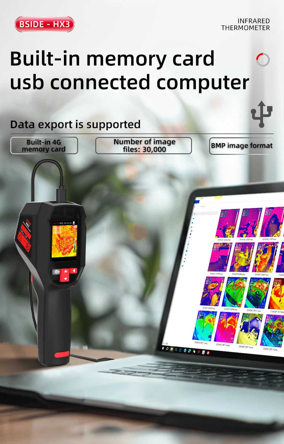 BSIDE Handheld Thermal Imaging Camera Industrial HX3 -20-550C HD Resolution PCB Pipe Inspection Fire Safety Thermal Imager