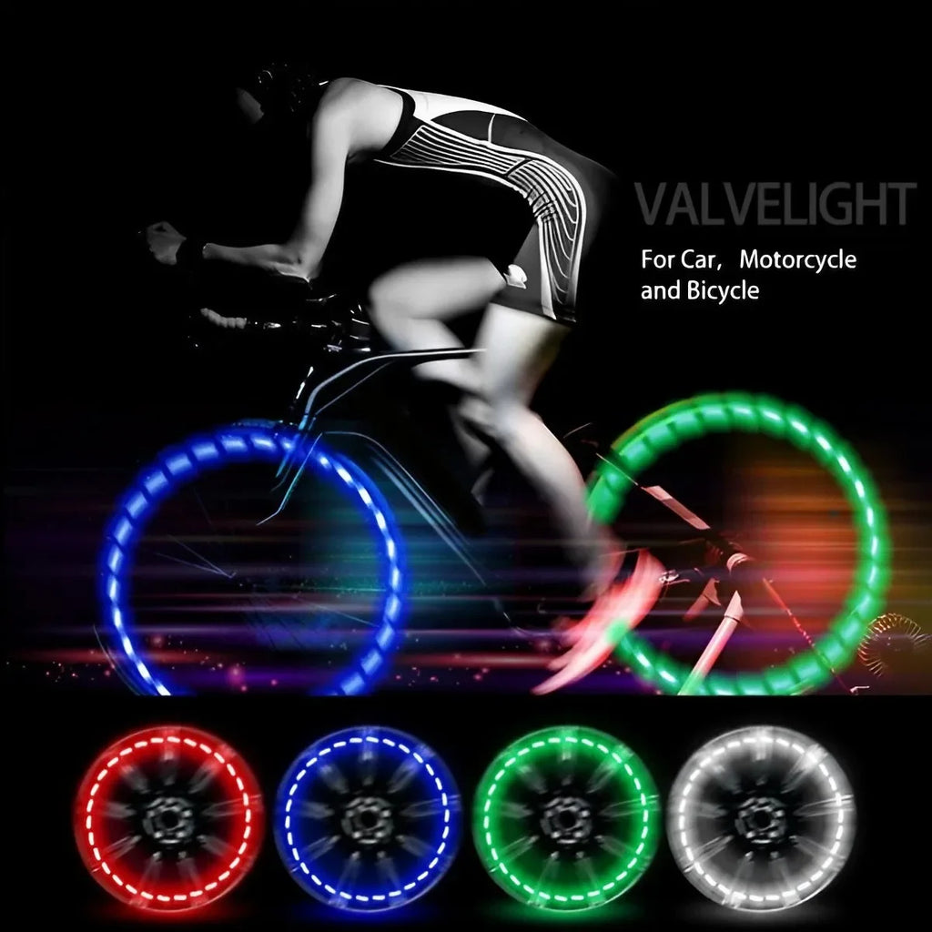 Solar LED Valve Cap Lights - RGB Waterproof Rim Decor for Wheels Tidesmit