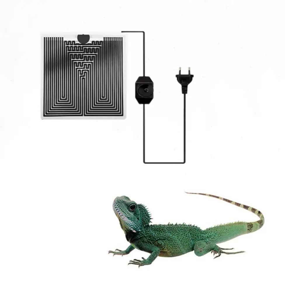 Graphene reptile heating mat with temp controller for climbing pets. Adjustable 220V warm pad for reptile terrariums.
