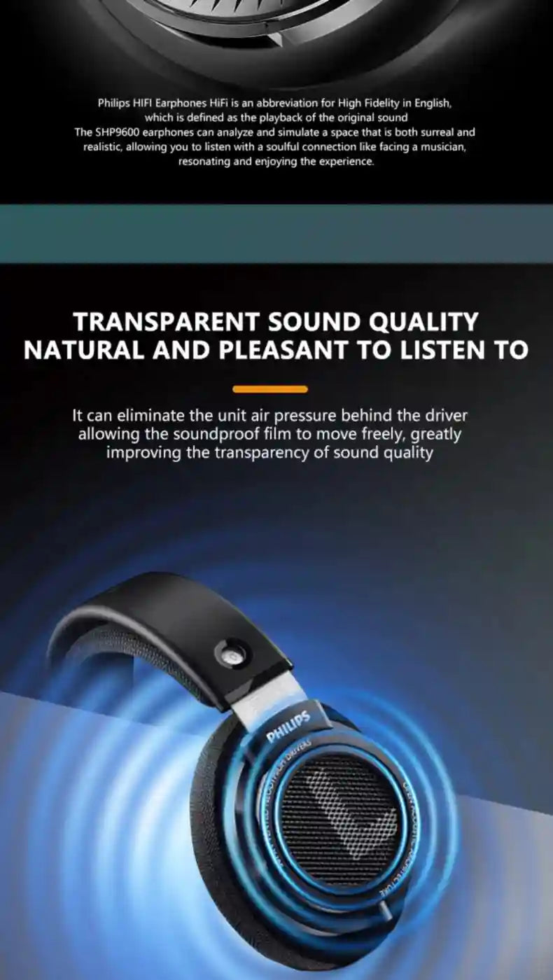 Wired HiFi Over-Ear Studio Monitor Headphones - Precision Sound Black Tidesmit