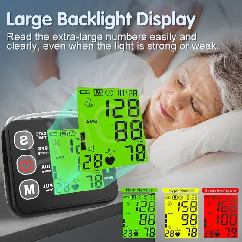 English Voice High Accurate BP Monitors Wrist Blood Pressure Monitor Tonometer Digital Sphygmomanometer Electronic Bp Monitors
