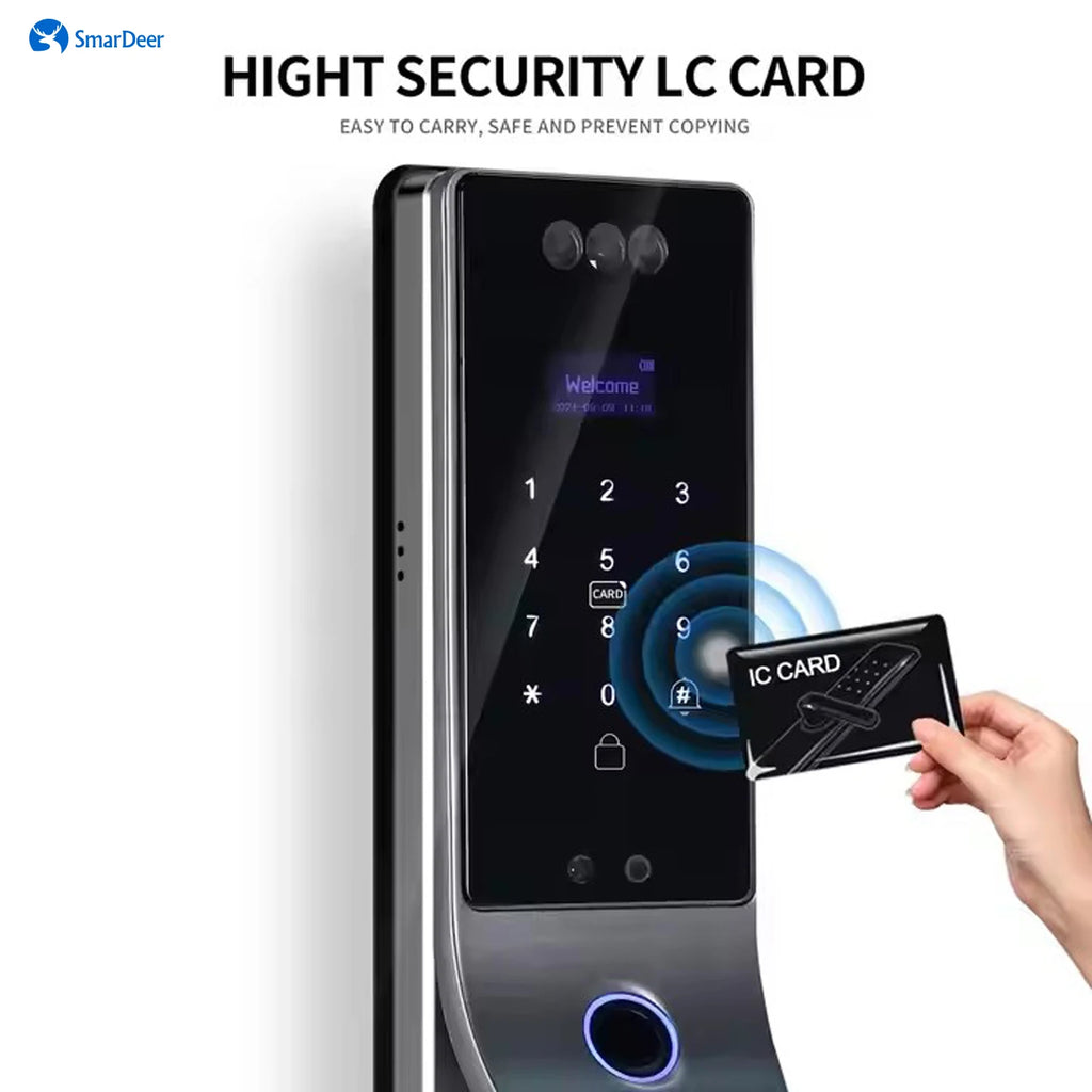 SmaerDer Smart Lock Facial Recognition Lock Fingerprint Magnetic Card Password Fully Automatic Electronic Lock with Camera