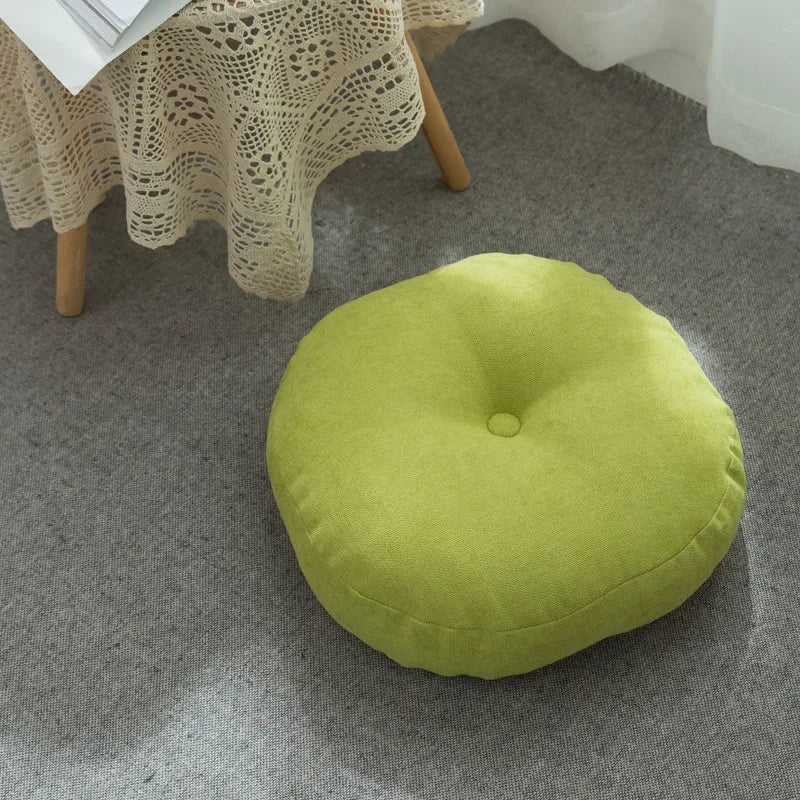 Round Shape Linen Seat Cushion Silk Cotton Core Tatami Cushion Pillow Home Decoration Soft Car Sofa Cushion Flax Round Sitting