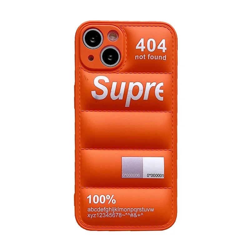 iPhone 17 Pro Max Puffer Case | Shock-Absorbing Down Jacket Cover Black Orange Tidesmit