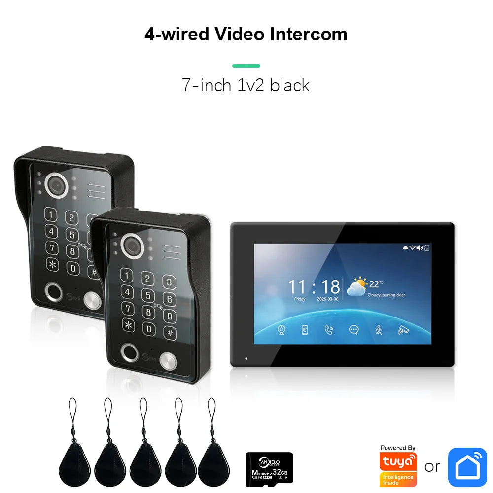 ANJIELO Doorbell Video Intercom System 5IN1 Unlock Tuya Smart Digital Frame Background Music Detection Preview NEW 2026