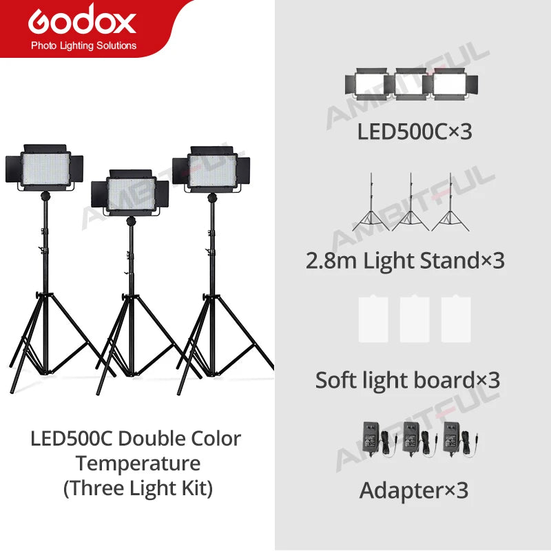 Tidesmit LED Video Light Panel - Adjustable Color Temperature Studio Lamp LED500C Kit 5 China Mainland Tidesmit