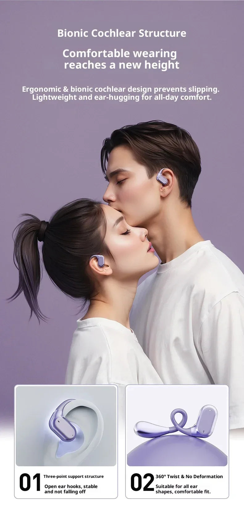 Wireless Ear Hook Headphones Bluetooth 5.4 Sport Tidesmit Tidesmit