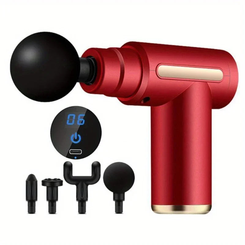 Portable Massage Gun Deep Tissue Tool - Rechargeable Muscle Relief Body Shaping Massage Equipment red Tidesmit