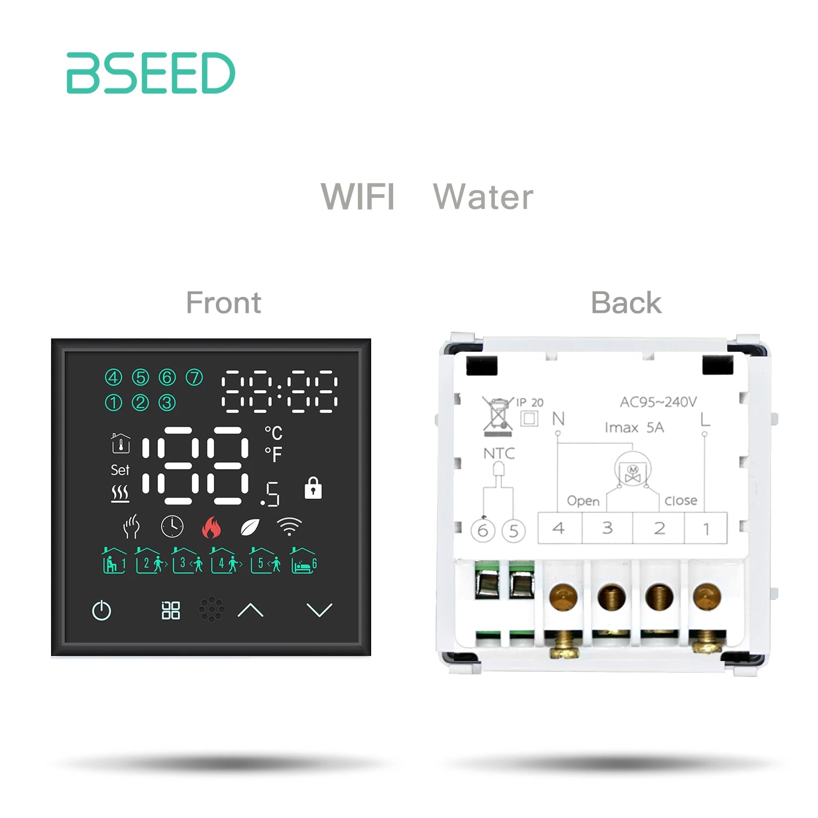 Tidesmit Smart Wi-Fi Floor Thermostat - App-Controlled Home Climate Black Water Module Tidesmit
