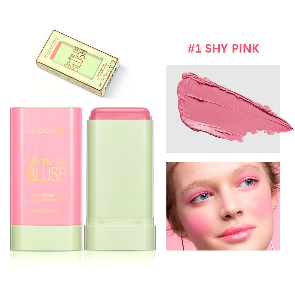 Tidesmit moisture blush stick texture close-up featuring high pigment waterproof orange cream face makeup swatch