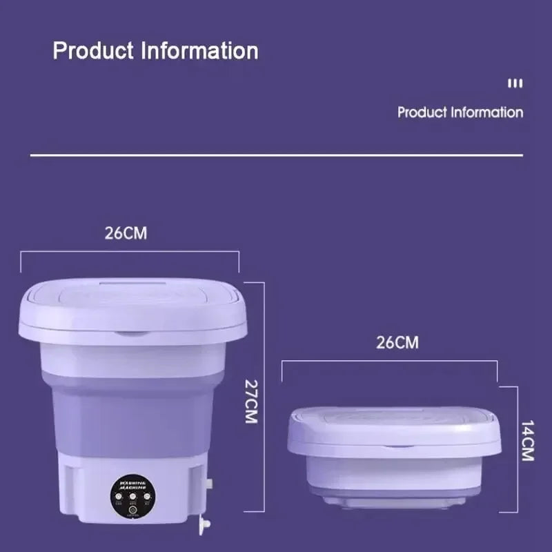 Tidesmit 8L foldable portable washing machine with spin dryer showing compact laundry design for travel or apartments