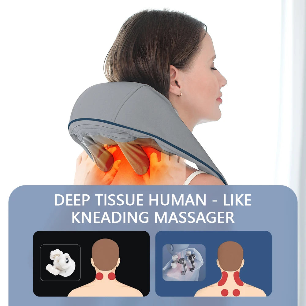 Wireless Electric Neck and Shoulder Massager with Heat Therapy Back Massage Instrument Tidesmit