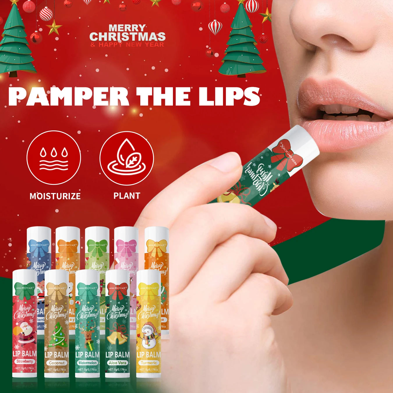 Hydrating Lip Balm Gift Set - 10 Piece Nourishing Christmas Care Kit Lip Care Tidesmit