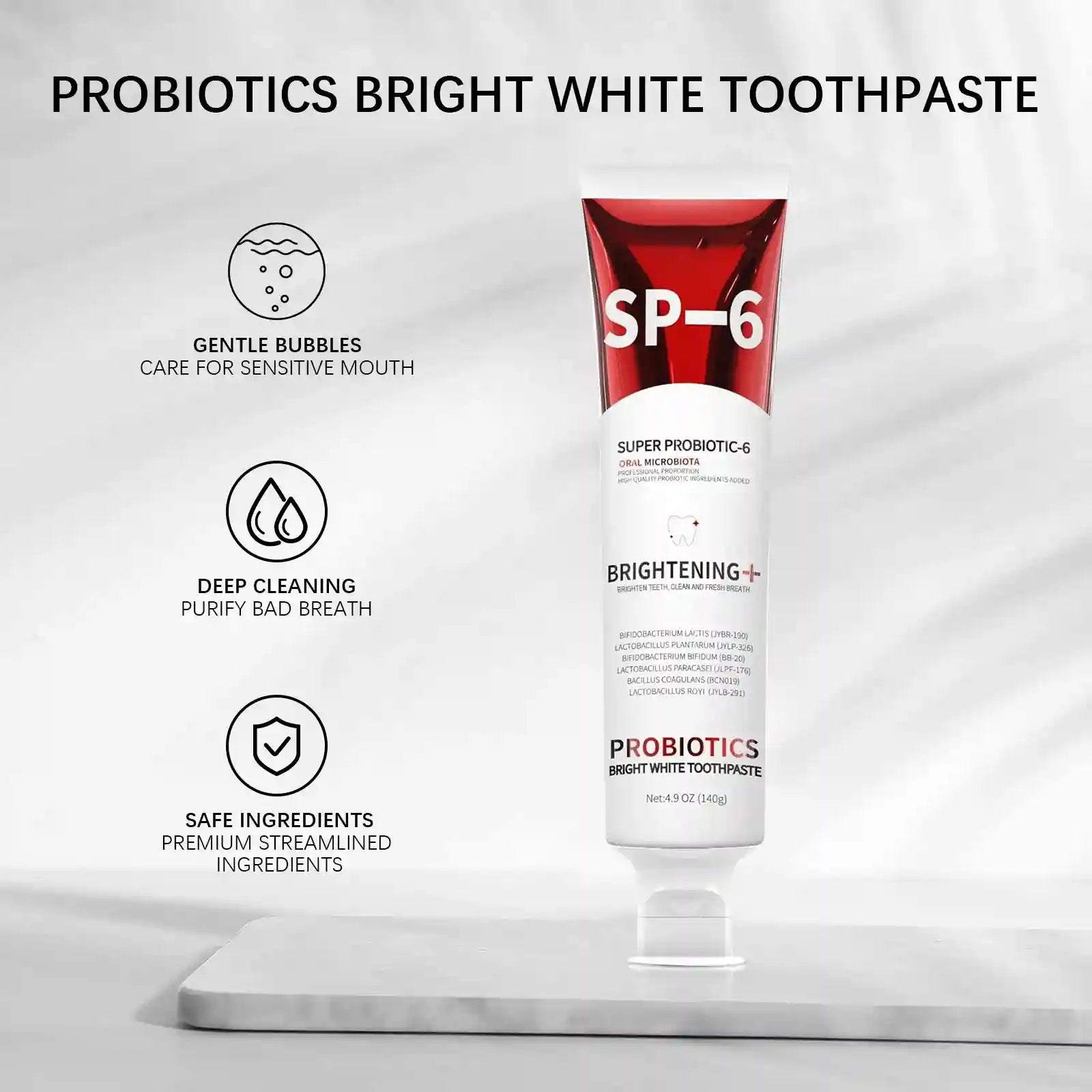 Tidesmit 140g SP-6 Probiotic Whitening Toothpaste for plaque removal, cavity prevention, and fresh breath