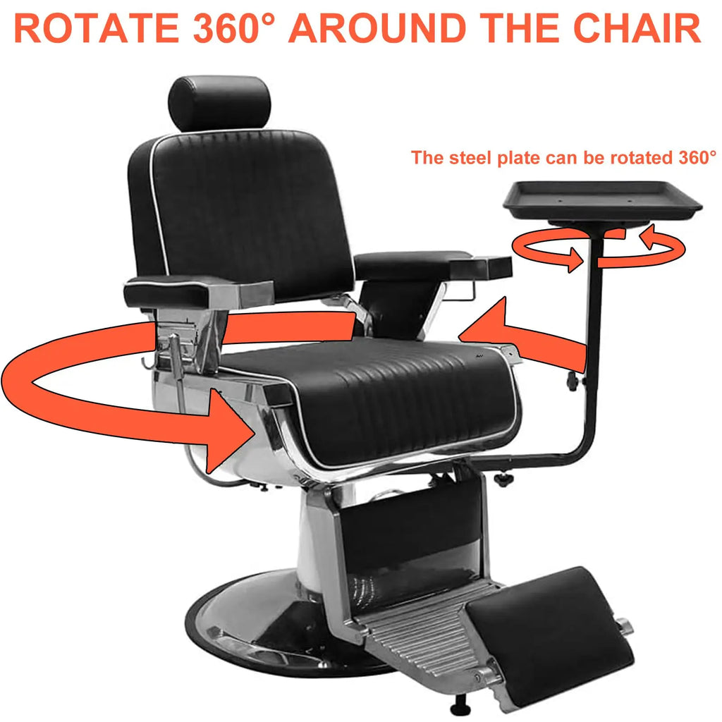 Barber Salon Tray | Adjustable 360-Degree Rotating Black Stand Massage Chairs Tidesmit