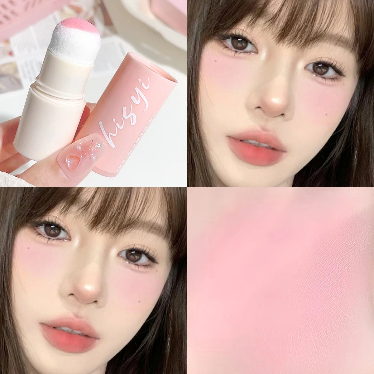 Tidesmit Cloud Soft Matte Blush Stick texture close-up for vibrant natural makeup and flawless skin tone