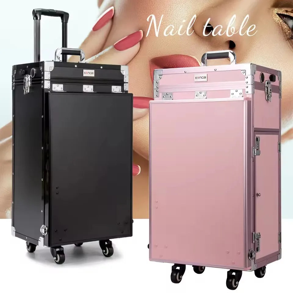 Rolling Manicure Table | Foldable Makeup Train Case - Tidesmit Massage Chairs Tidesmit
