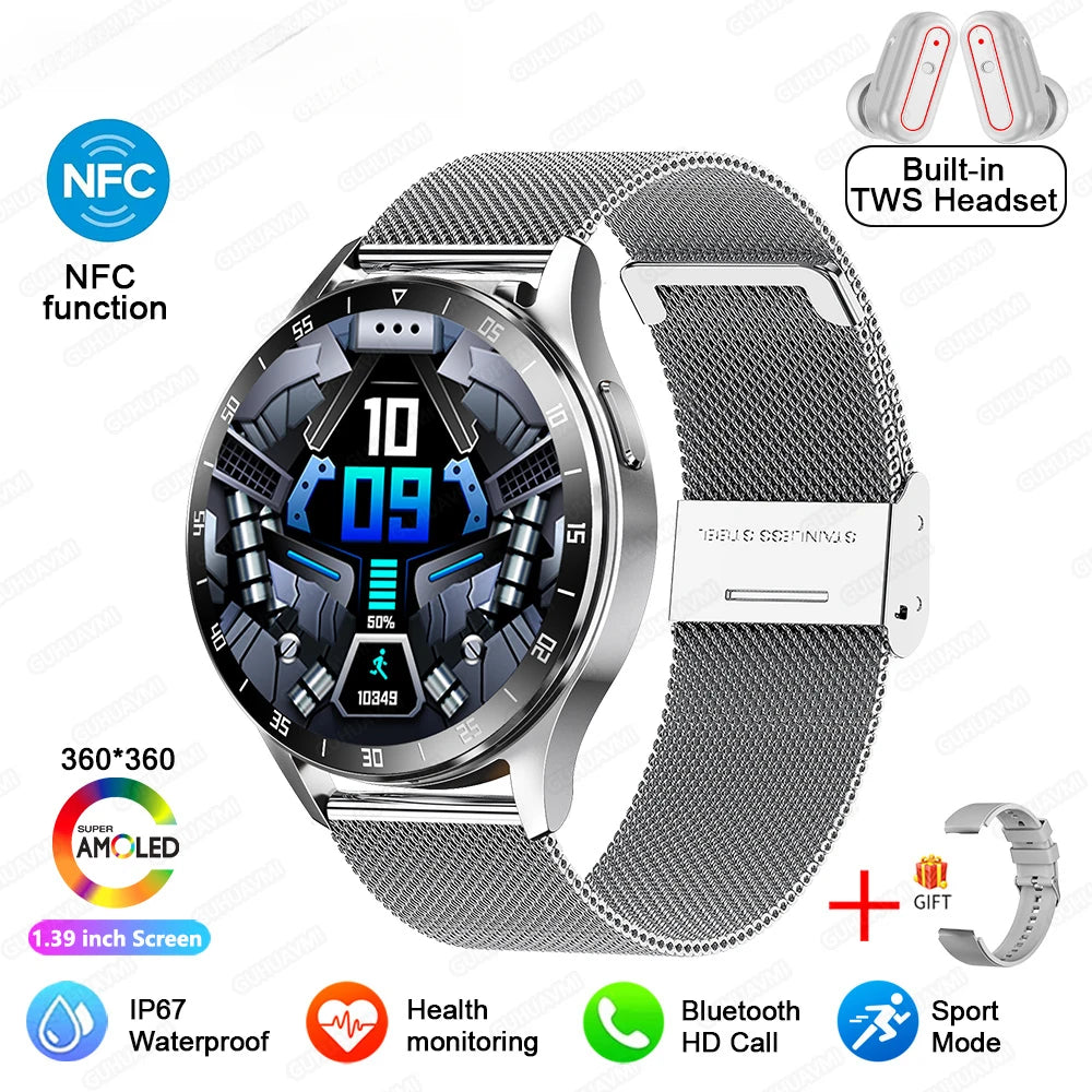 New X10 Headset Smart Watch TWS 2 in 1 Wireless Bluetooth Earphone Blood Pressure Heart Rate Testing Sport Music Smartwatch