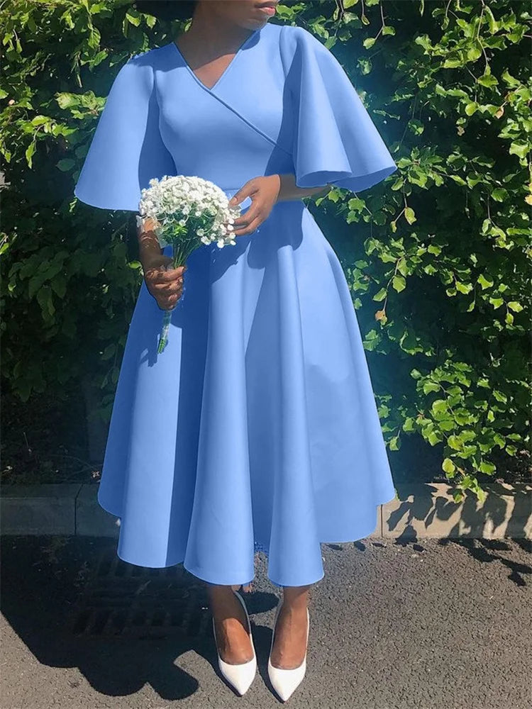 Wmstar Dresses for Women V Neck Elegant Fashion Party Maxi Dress New in Summer Fashion Clothes Wholesale Dropshipping S-3XL
